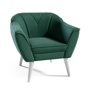 Eka Křeslo LOVA Látka Velutto: Velutto 10 - Zelená, Výběr nohou: Bílé
