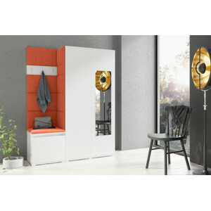 Eka Předsíňová stěna s čalouněnými panely Trinity 11 - Bílá / Oranžová 2317