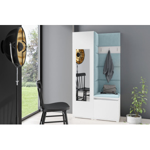 Eka Předsíňová stěna s čalouněnými panely Trinity 13 - Bílá / Světlá modrá 2322