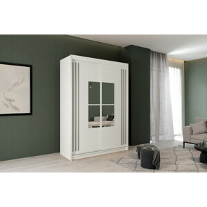 ARK Šatní skříň IKING, Bílá/Šedá 150 cm