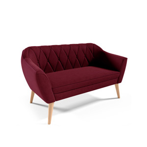 Eka Pohovka KARO, 140 cm Látka Velutto: Velutto 32 - Vínová, Výběr nohou: Přírodní