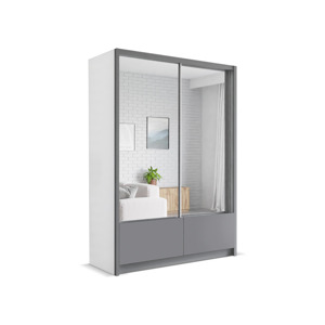 ARK Šatní skříň LINDA, Bílá/Šedá 150 cm