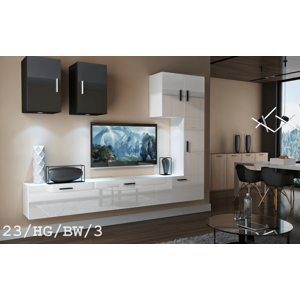 Ral Obývací stěna Sia 1 -Bílo/černý lesk