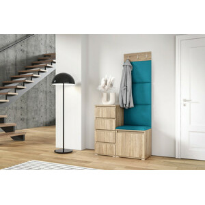 Eka Předsíňová stěna s čalouněnými panely Trinity 36 - Sonoma / Azurová 2313