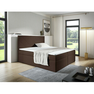 Eka Kontinentální čalouněná postel SARAH - Trinity (140x200 cm) Barva látky Trinity: (2308) Tmavá hnědá