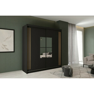 ARK Šatní skříň IKING, Černá/Dub Artisan 203 cm