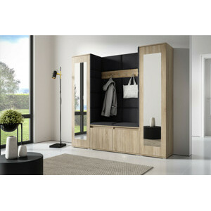 Eka Předsíňová stěna s čalouněnými panely Trinity 31 - Sonoma / Černá 2316