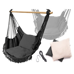 IK Hamaka - brazilská houpací síť s polštáři - šedá