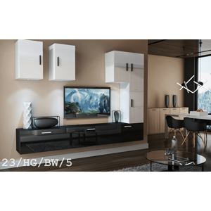 Ral Obývací stěna Sia 5 - Bílo/černý lesk