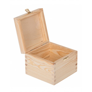 FK Dřevěná krabička se sponou - 16x16x13 cm, Přírodní
