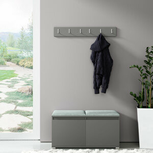 Eka Předsíňová stěna s čalouněnými panely Trinity 5 - Grafit / Světlá zelená 2321