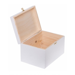 FK Dřevěná krabička se sponou - 22x16x14 cm, Bílá