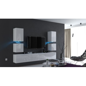 Ral Obývací stěna SOFIA 1, 249 cm - Bílý lesk