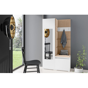 Eka Předsíňová stěna s čalouněnými panely Trinity 13 - Bílá / Béžová 2304