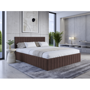 Eka Čalouněná postel LINDA 180x200 cm Barva látky Trinity: (2308) Tmavá hnědá