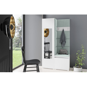 Eka Předsíňová stěna s čalouněnými panely Trinity 13 - Bílá / Světlá zelená 2321