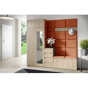 Eka Předsíňová stěna s čalouněnými panely Trinity 33 - Sonoma / Okrová 2325