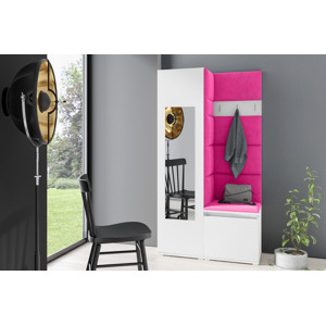 Eka Předsíňová stěna s čalouněnými panely Trinity 13 - Bílá / Růžová 2310