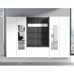 Eka Předsíňová stěna s čalouněnými panely Trinity 10 - Bílá / Tmavě šedá 2315