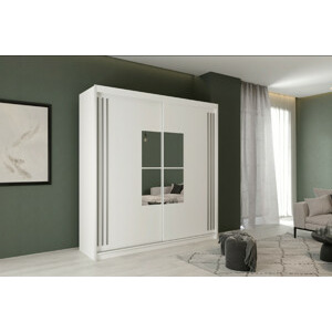 ARK Šatní skříň IKING, Bílá/Šedá 203 cm