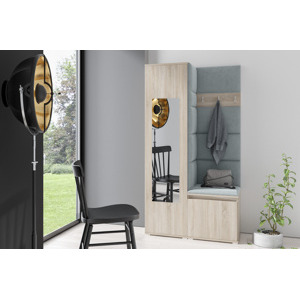 Eka Předsíňová stěna s čalouněnými panely Trinity 13 - Sonoma / Šedá 2314