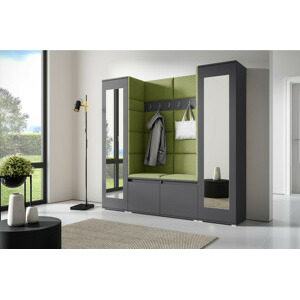 Eka Předsíňová stěna s čalouněnými panely Trinity 31 - Grafit / Olivová 2312