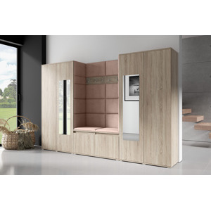 Eka Předsíňová stěna s čalouněnými panely Trinity 10 - Sonoma / Hnědá 2307