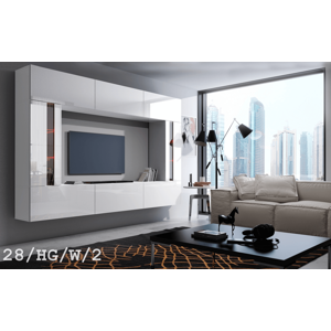 Ral Obývací stěna URANUS 2, 249 cm - Bílý lesk