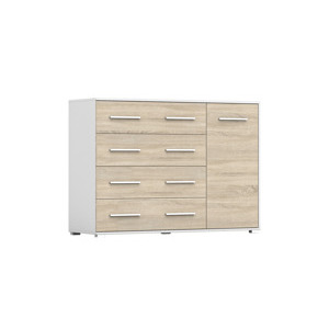 IDZ Komoda FRIDA 02 1D4S, 135 cm Dub Sonoma / Bílá