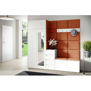 Eka Předsíňová stěna s čalouněnými panely Trinity 33 - Bílá / Okrová 2325