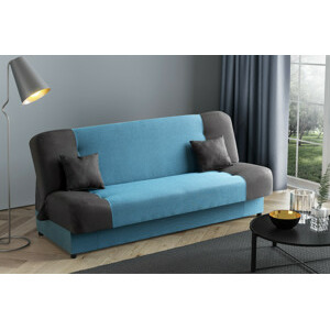 Eka Pohovka ALEXA, 198 cm Barva látky: Černá s tyrkysovou (Soro 100 + Soro 86)