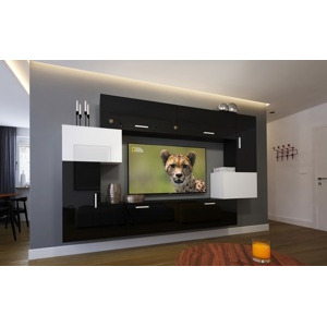 Ral Obývací stěna IRMA 1, 240 cm - Černo/bílý lesk