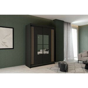 ARK Šatní skříň IKING, Černá/Dub Artisan 150 cm