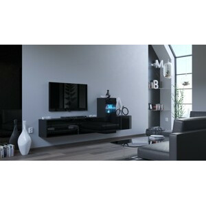 Ral Obývací stěna MONTGOMERY 4, 263 cm - Černý lesk