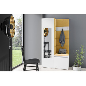 Eka Předsíňová stěna s čalouněnými panely Trinity 13 - Bílá / Žlutá 2318