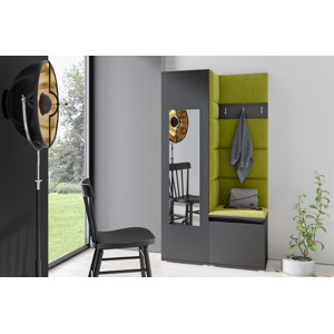 Eka Předsíňová stěna s čalouněnými panely Trinity 13 - Grafit / Olivová 2312