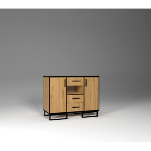 ARK Komoda OSKAR, Dub Votan/Černá 135 cm