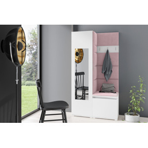 Eka Předsíňová stěna s čalouněnými panely Trinity 13 - Bílá / Světlá růžová 2319