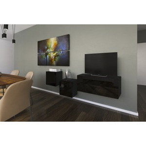 Ral Obývací stěna GEORGIA 1, 191 cm - Černý lesk