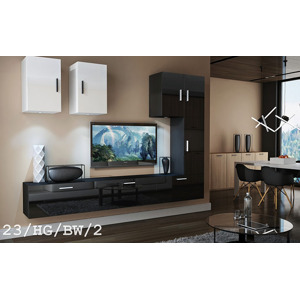 Ral Obývací stěna Sia 2 - Černo/bílý lesk