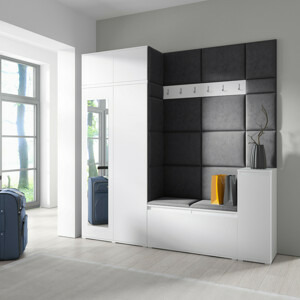 Eka Předsíňová stěna s čalouněnými panely Trinity 26 - Bílá / Černá 2316