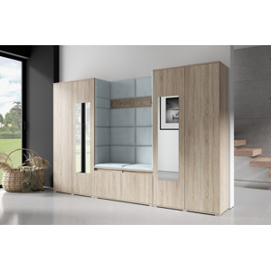 Eka Předsíňová stěna s čalouněnými panely Trinity 10 - Sonoma / Šedá 2314