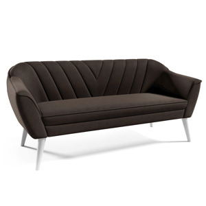 Eka Pohovka LOVA, 180 cm Látka Velutto: Velutto 06 - Kávová, Výběr nohou: Bílé