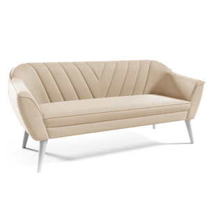 Eka Pohovka LOVA, 180 cm Látka Velutto: Velutto 02 - Béžová, Výběr nohou: Bílé