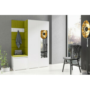 Eka Předsíňová stěna s čalouněnými panely Trinity 11 - Bílá / Olivová 2312