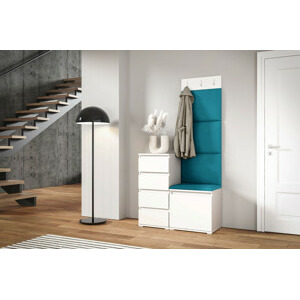 Eka Předsíňová stěna s čalouněnými panely Trinity 36 - Bílá / Azurová 2313