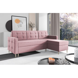 Eka Rohová sedačka SOREN, 222 cm Roh sedačky: Pravý, Barva látky: Světlá růžová (Trinity 19)