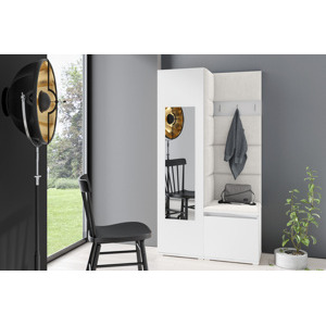 Eka Předsíňová stěna s čalouněnými panely Trinity 13 - Bílá / Krémová bílá 2301