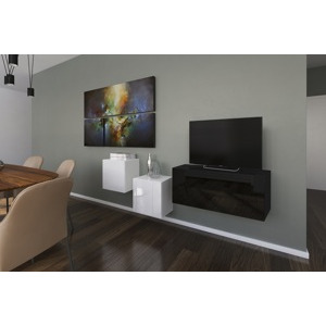 Ral Obývací stěna GEORGIA 3, 191 cm - Bílo/černý lesk