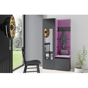 Eka Předsíňová stěna s čalouněnými panely Trinity 13 - Grafit / Fialová 2311